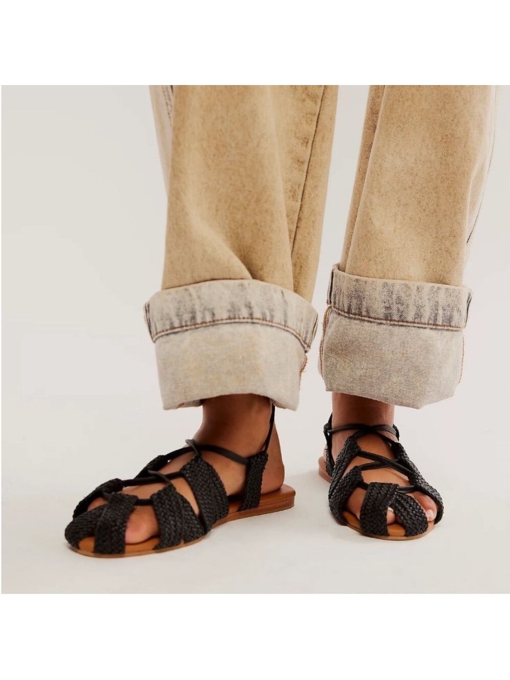 Free People Sunny Gilly Flat Sandals Size 7.5